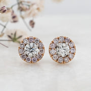 Noah James Jewellers Manchester In Stock Earring Pink Diamond Halo Earrings Lab Grown Diamond Moissanite