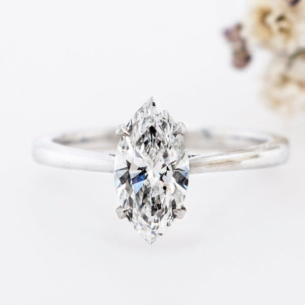 Noah James Jewellers Manchester In Stock Engagement Ring Celeste Marquise Cut Lab Grown Diamond Platinum Solitaire Engagement Ring 1.00ct Lab Grown Diamond Moissanite