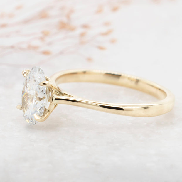 Noah James Jewellers Manchester In Stock Engagement Ring Celeste Oval Cut Lab Grown Diamond Solitaire Engagement Ring 18ct Yellow Gold 1.25ct Lab Grown Diamond Moissanite