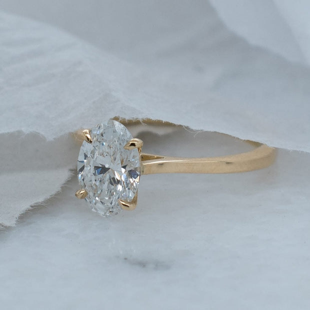 Noah James Jewellers Manchester In Stock Engagement Ring Celeste Oval Cut Lab Grown Diamond Solitaire Engagement Ring 18ct Yellow Gold 1.31ct Lab Grown Diamond Moissanite