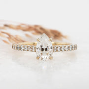 Noah James Jewellers Manchester In Stock Engagement Ring Elena Pear Shape Moissanite and Lab Grown Diamond Shoulder Engagement Ring 9ct yellow gold Lab Grown Diamond Moissanite