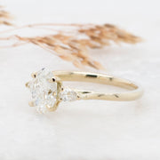 Noah James Jewellers Manchester In Stock Engagement Ring Flora Oval and Pear Shaped 3 Stone Lab Grown Diamond Engagement Ring 18ct Yellow Gold 1ct Lab Grown Diamond Moissanite