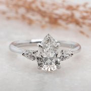 Noah James Jewellers Manchester In Stock Engagement Ring Flora Pear Shaped 3 Stone Lab Grown Diamond Engagement Ring 1.50ct Platinum Lab Grown Diamond Moissanite