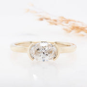 Noah James Jewellers Manchester In Stock Engagement Ring Paloma Oval Cut East West Semi Rubover Set Lab Grown Diamond Solitaire Engagement Ring Yellow Gold - 1ct Lab Grown Diamond Moissanite