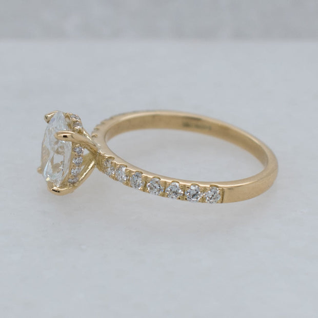 Noah James Jewellers Manchester In Stock Engagement Ring Thea Oval Cut Lab Grown Diamond Shoulder Hidden Halo Engagement Ring 1.00ct Yellow Gold Lab Grown Diamond Moissanite