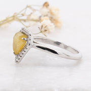 Noah James Jewellers Manchester In Stock Engagement Ring Yellow Rustic Shield Cut Diamond Halo Engagement Ring - Platinum Lab Grown Diamond Moissanite