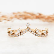Noah James Jewellers Manchester In Stock Wedding Ring Aurora Rose Gold Wishbone Crown Ring Lab Grown Diamond Moissanite