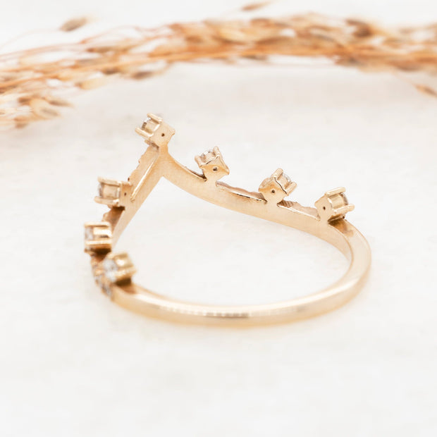 Noah James Jewellers Manchester In Stock Wedding Ring Aurora Rose Gold Wishbone Crown Ring Lab Grown Diamond Moissanite