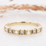 Noah James Jewellers Manchester Stacking Ring Carolina Baguette and Round Yellow Diamond Ring Lab Grown Diamond Moissanite