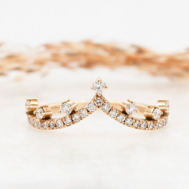 Noah James Jewellers Manchester Wedding Ring Aurora Wishbone Crown Ring Lab Grown Diamond Moissanite
