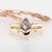 Noah James Jewellers Manchester In Stock Engagement Ring Ona Kite Shape Salt and Pepper Diamond Solitaire Ring Yellow Gold Lab Grown Diamond Moissanite