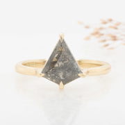 Noah James Jewellers Manchester In Stock Engagement Ring Ona Kite Shape Salt and Pepper Diamond Solitaire Ring 18ct Yellow Gold 1.16ct Lab Grown Diamond Moissanite