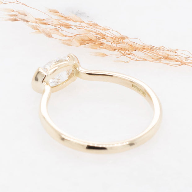 Noah James Jewellers Manchester In Stock Engagement Ring Paloma Oval Cut East West Semi Rubover Set Lab Grown Diamond Solitaire Engagement Ring Yellow Gold - 1ct Lab Grown Diamond Moissanite