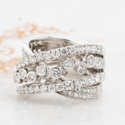 Noah James Jewellers Manchester In Stock Multi Stone Ring Rhea White Gold 4 Row Crossover Diamond Ring Lab Grown Diamond Moissanite