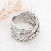 Noah James Jewellers Manchester In Stock Multi Stone Ring Rhea White Gold 4 Row Crossover Diamond Ring Lab Grown Diamond Moissanite