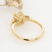 Noah James Jewellers Manchester In Stock Engagement Ring Sylvia 3 Cushion Cut Lab Grown Yellow Diamond Engagement Ring with fancy marquise cluster 18ct Yellow Gold 1.70ct Lab Grown Diamond Moissanite