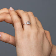 Noah James Jewellers Manchester Engagement Ring Thalia Emerald Cut East West Claw Set Solitaire Engagement Ring Platinum Lab Grown Diamond Moissanite