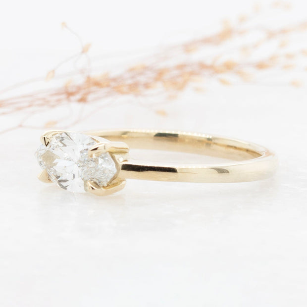 Noah James Jewellers Manchester In Stock Engagement Ring Thalia Marquise Cut East West Claw Set Lab Grown Diamond Solitaire Engagement Ring 18ct Yellow Gold 1.00ct Lab Grown Diamond Moissanite