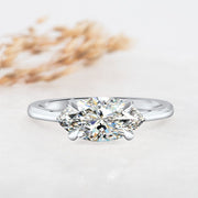 Noah James Jewellers Manchester Engagement Ring Thalia Marquise Cut East West Claw Set Solitaire Engagement Ring Platinum Lab Grown Diamond Moissanite