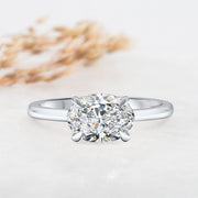 Noah James Jewellers Manchester Engagement Ring Thalia Oval Cut East West Claw Set Solitaire Engagement Ring Platinum Lab Grown Diamond Moissanite
