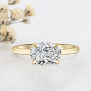 Noah James Jewellers Manchester Engagement Ring Thalia Oval Cut East West Claw Set Solitaire Engagement Ring Yellow Gold Lab Grown Diamond Moissanite