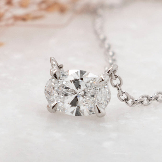 Noah James Jewellers Manchester In Stock Pendant Thalia Oval Cut Lab Grown Diamond Claw Set Pendant White Gold 0.53ct Lab Grown Diamond Moissanite