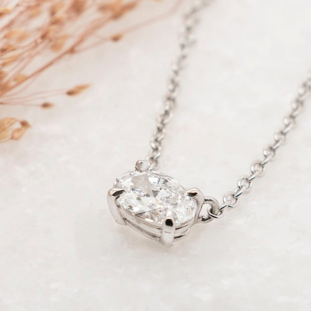 Noah James Jewellers Manchester In Stock Pendant Thalia Oval Cut Lab Grown Diamond Claw Set Pendant White Gold 0.53ct Lab Grown Diamond Moissanite