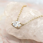 Noah James Jewellers Manchester In Stock Pendant Thalia Oval Cut Lab Grown Diamond Claw Set Pendant Yellow Gold 0.50ct Lab Grown Diamond Moissanite