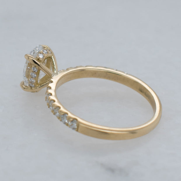 Noah James Jewellers Manchester In Stock Engagement Ring Thea Oval Cut Lab Grown Diamond Shoulder Hidden Halo Engagement Ring 1.00ct Yellow Gold Lab Grown Diamond Moissanite