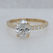 Noah James Jewellers Manchester In Stock Engagement Ring Thea Oval Cut Lab Grown Diamond Shoulder Hidden Halo Engagement Ring 1.00ct Yellow Gold Lab Grown Diamond Moissanite