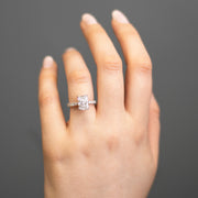 Noah James Jewellers Manchester In Stock Engagement Ring Thea Radiant Cut Lab Grown Diamond Hidden Halo Engagement diamond set band Platinum 2.00ct Lab Grown Diamond Moissanite