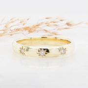 Noah James Jewellers Manchester In Stock Stacking Ring Ursa Diamond Set Starburst Ring yellow gold Lab Grown Diamond Moissanite