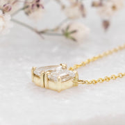 Noah James Jewellers Manchester In Stock Pendant Venus Toi et Moi Style Pear and Emerald Cut 2 Stone Lab Grown Diamond Pendant - Yellow Gold Lab Grown Diamond Moissanite