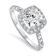 Adele Cushion Cut Halo Engagement Ring Platinum | Noah James Jewellery.