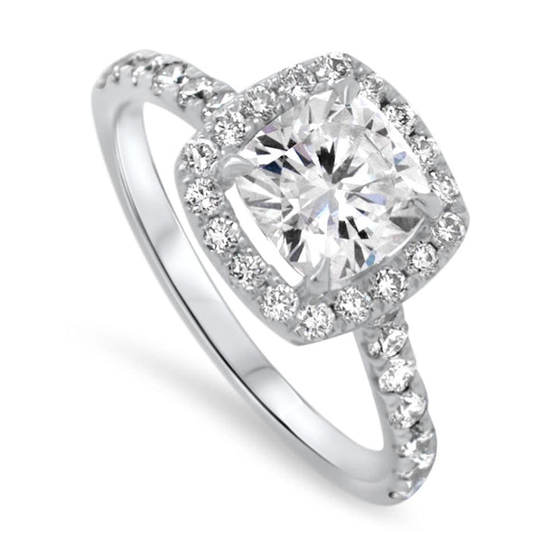 Adele Cushion Cut Halo Engagement Ring Platinum | Noah James Jewellery.
