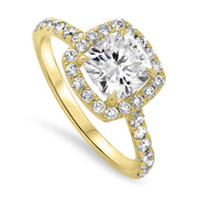 Adele Cushion Cut Halo Engagement Ring Yellow Gold | Noah James Jewellery.