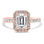 Adele Emerald Cut Halo Engagement Ring Platinum | Noah James Jewellery.