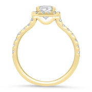 Adele Emerald Cut Halo Engagement Ring Yellow Gold | Noah James Jewellery.