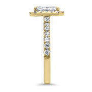 Adele Emerald Cut Halo Engagement Ring Yellow Gold | Noah James Jewellery.