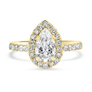 Adele Pear Shape Halo Engagement Ring Yellow Gold | Noah James Jewellery.
