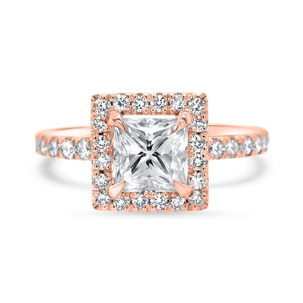 Adele Princess Cut Halo Engagement Ring Platinum | Noah James Jewellery.