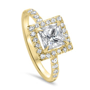 Adele Princess Cut Halo Engagement Ring Yellow Gold | Noah James Jewellery.