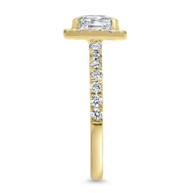 Adele Princess Cut Halo Engagement Ring Yellow Gold | Noah James Jewellery.