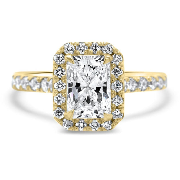 Adele Radiant Cut Halo Engagement Ring Platinum | Noah James Jewellery.