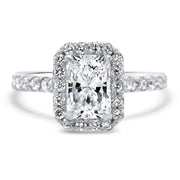 Adele Radiant Cut Halo Engagement Ring Platinum | Noah James Jewellery.