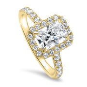 Adele Radiant Cut Halo Engagement Ring Yellow Gold | Noah James Jewellery.