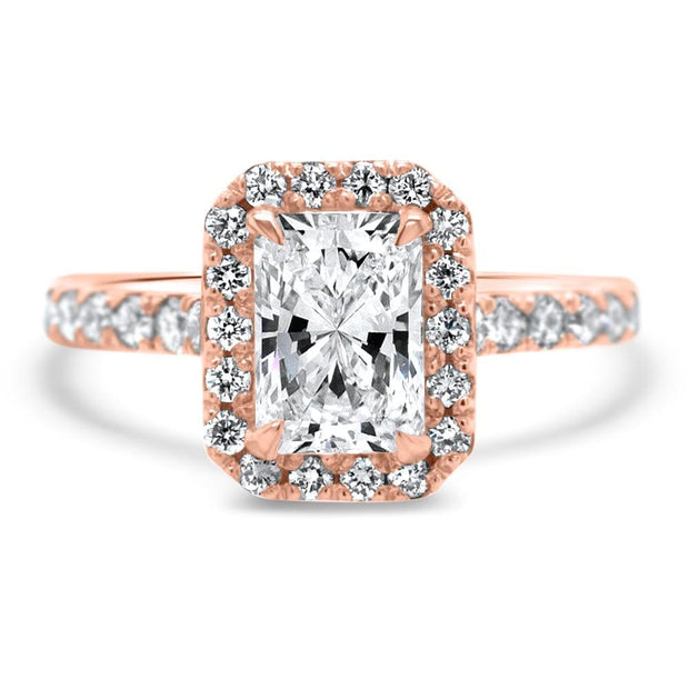 Adele Radiant Cut Halo Engagement Ring Yellow Gold | Noah James Jewellery.