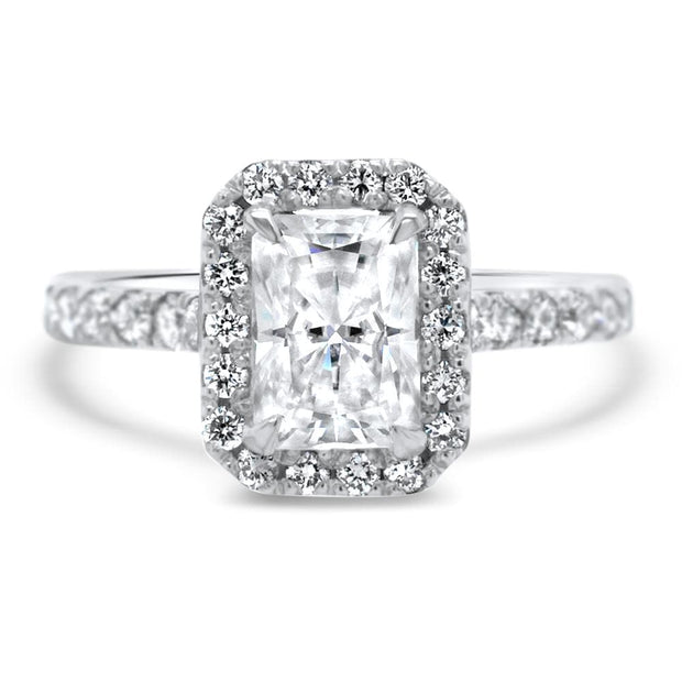 Adele Radiant Cut Halo Engagement Ring Yellow Gold | Noah James Jewellery.