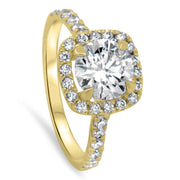 Adele Round Brilliant Cut  Cushion Shape Halo Engagement Ring Yellow Gold | Noah James Jewellery.