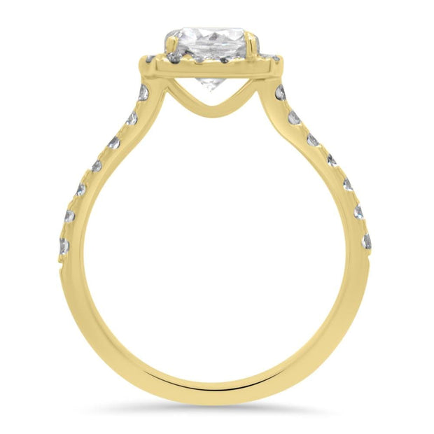 Adele Round Brilliant Cut  Cushion Shape Halo Engagement Ring Yellow Gold | Noah James Jewellery.